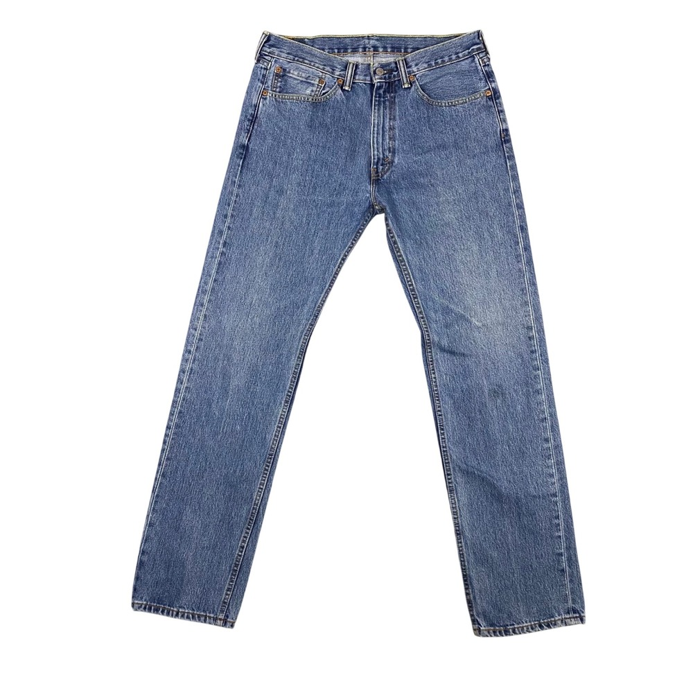Levis‎ 505 Regular Fit Straight Leg Mens Jeans Size 34 Medium Wash Blue
